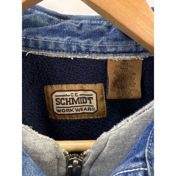 Schmidt Work Wear Sz M Jean Jacket Lined Button Up Zip - Picture 5 of 12
